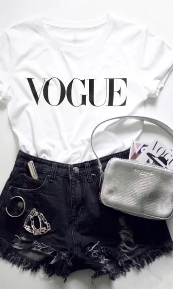 VOGUE Graphic Short Sleeve T-shirt Tee - Picture 3 of 6